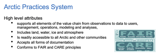 Arctic Practices System High level charaterictics